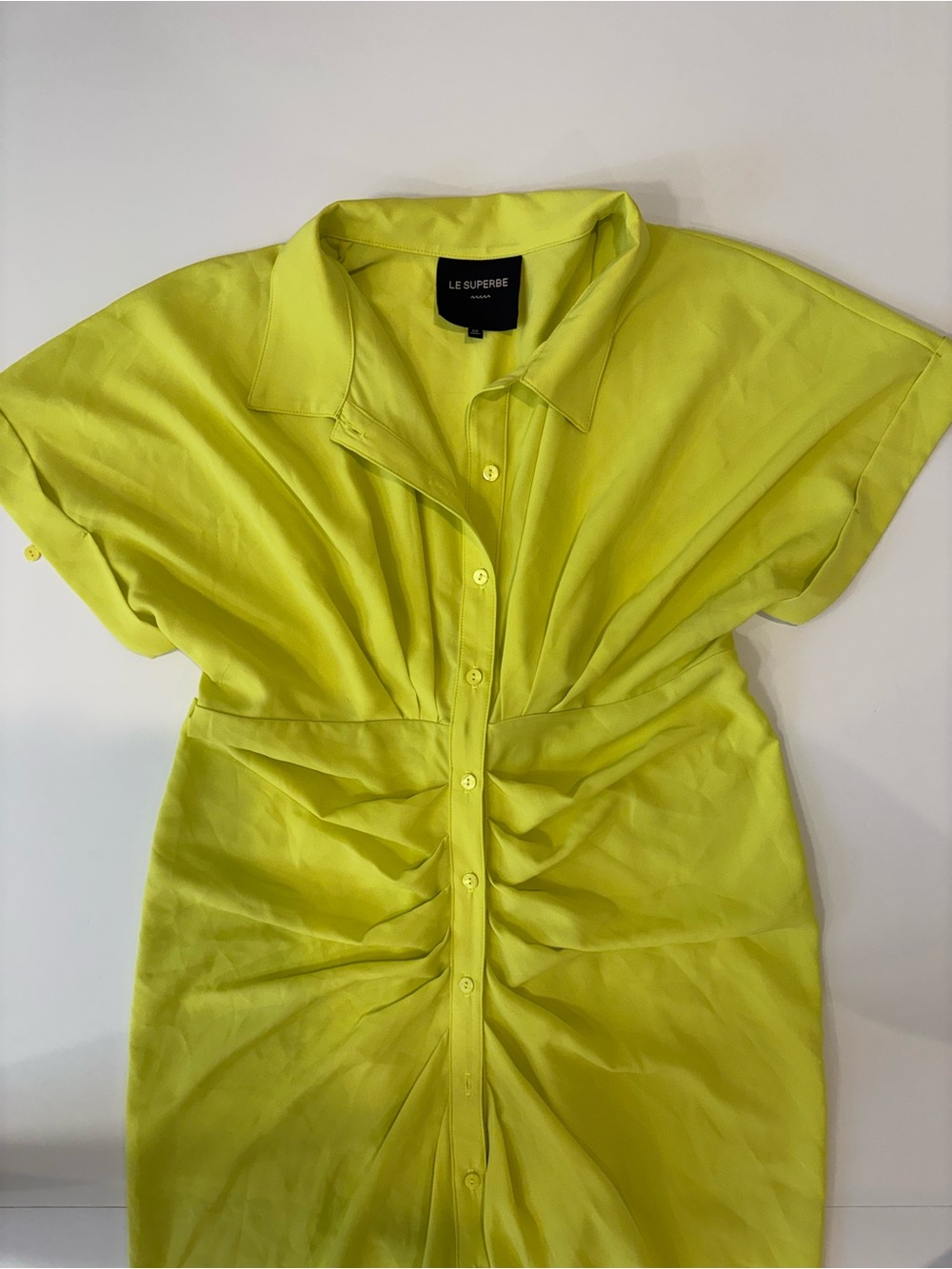 Le Superbe Miko Neon Yellow Tie-Waist Maxi Shirt Dress 12 - Picture 6 of 9